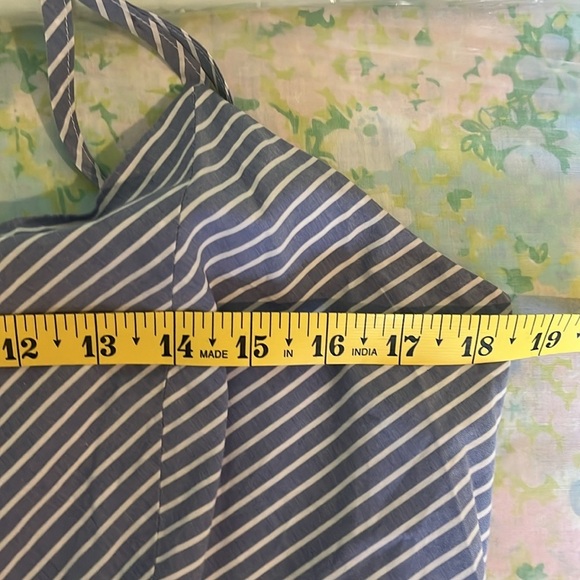 LOFT | Striped Spaghetti Strap Blue & White Maxi Dress Size Large Classic Cotton - Picture 7 of 11